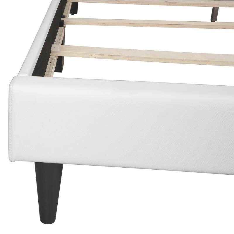 Modern Queen Bed with Tufted Headboard, White Finish, Easy Assembly, One-Box Delivery