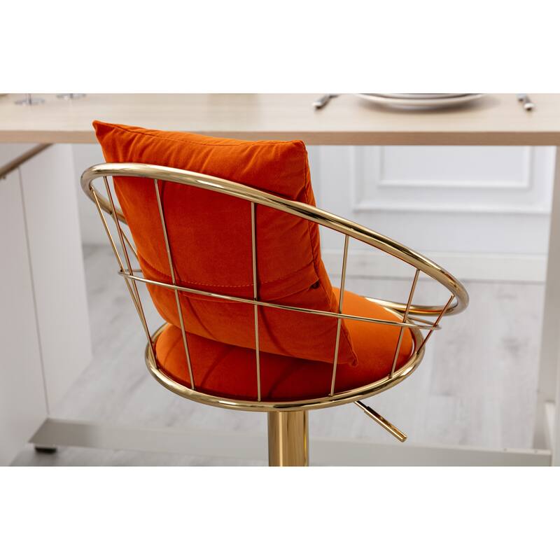Velvet Bar Chair, 360 Degree Rotation Adjustable Counter Chair Set of 2