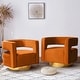 preview thumbnail 85 of 114, HULALA HOME Carisa Modern Upholstered Swivel Open-Back Barrel Chair with Golden Base Set of 2 - ORANGE
