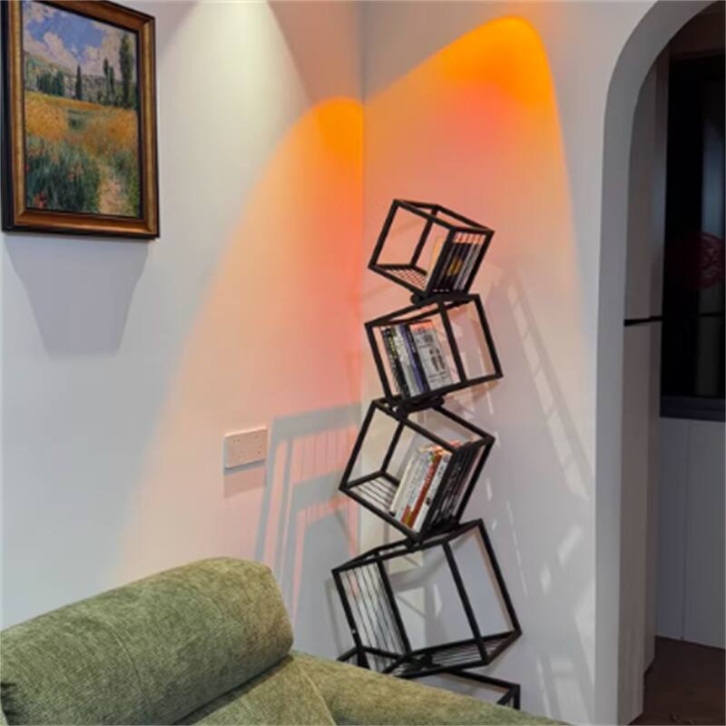 Metal Creative Corner Floor Shelf Special-shaped Display Shelf Wall Bookshelf