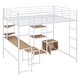 preview thumbnail 28 of 38, Full Size Metal Loft Bed with Bulit-in Desk and Stool, Heavy Duty Loft Bedframe with Cabinet and Open Storage Shelves for Kids