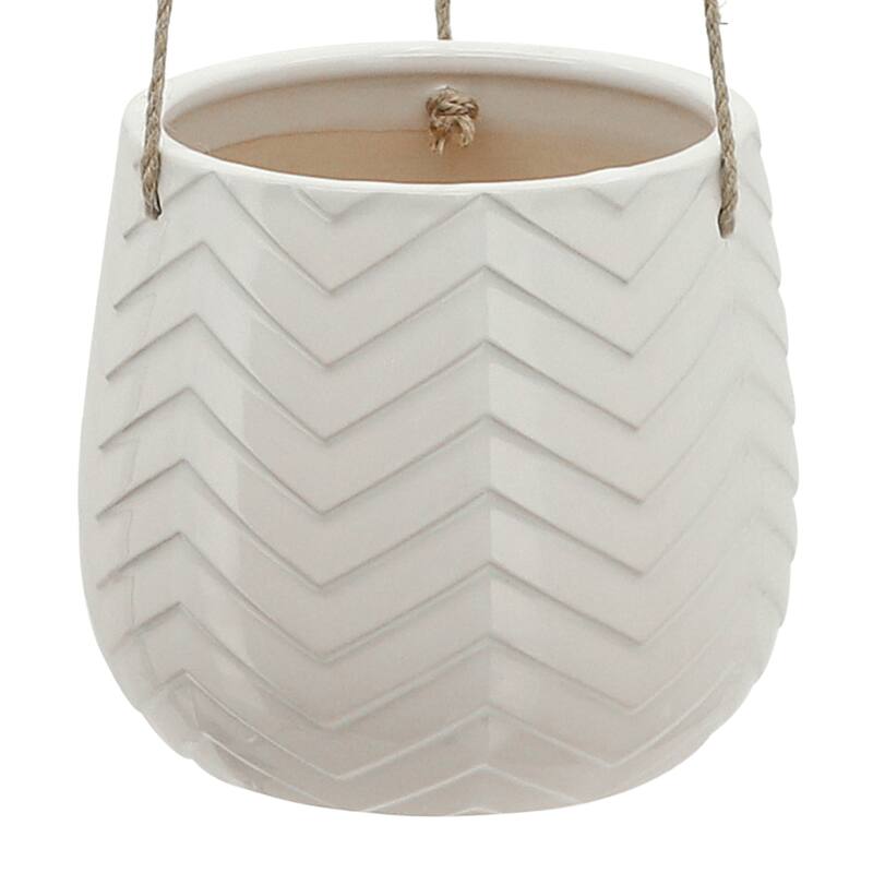 Sagebrook Home Neutral Textured Ceramic Hanging Planter