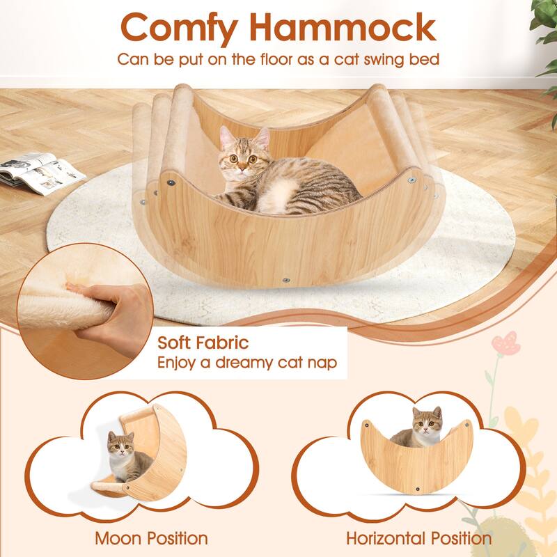Gymax Wall-Mounted Cat Activity Center Modern Cat Wall Furniture Set - Beige