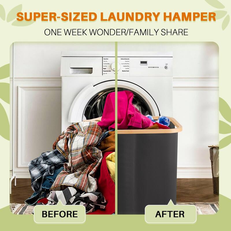 Laundry Hamper 3 Section, 160l Extra Large Hampers,Dirty Clothes Hamper Collapsible Laundry Basket Organizer