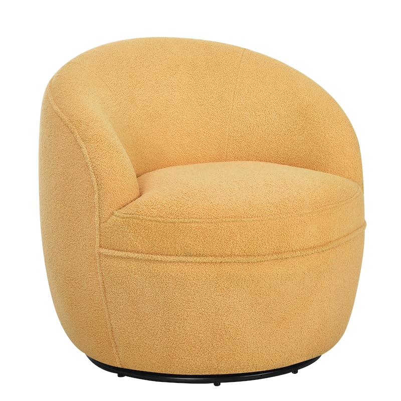 Swivel Single Lounge Sofa Plush Barrel Chair with Thick Foam Padding, Round Armchair Accent Chair Club Chair - Yellow