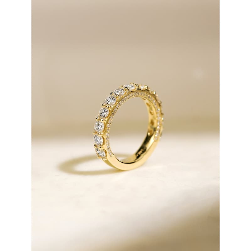 Kobelli 2.6 Carats Lab Grown Diamond 14k Solid Gold Multi Row Vera Wedding Ring (DEF/VS)