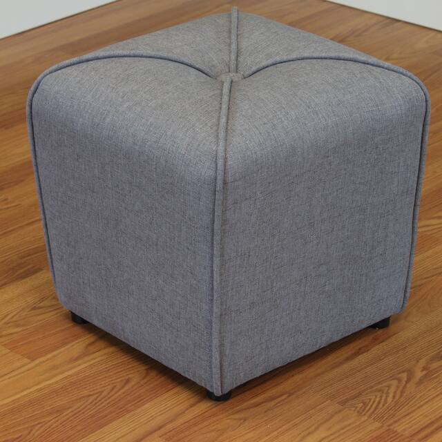 Sopri Upholstered Cube Modern Ottoman - Grey