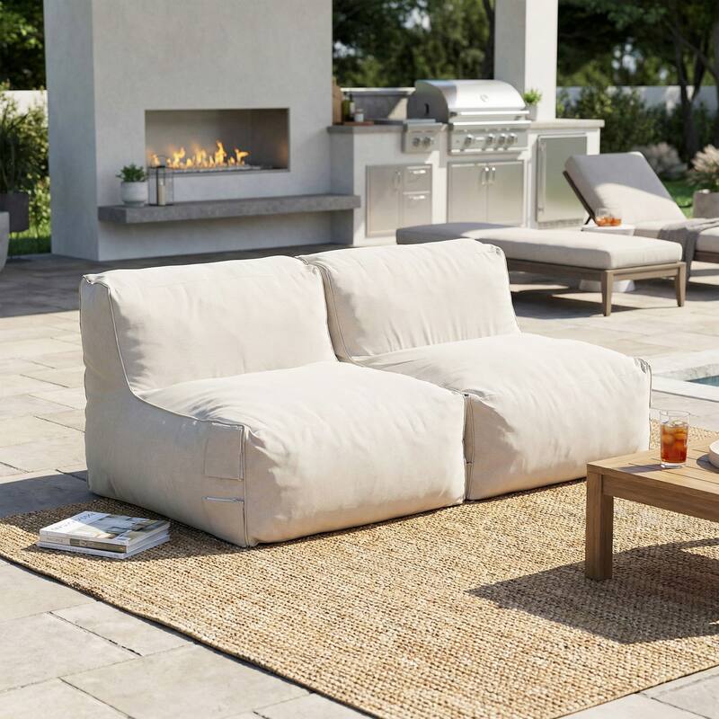 Christopher Knight Home - Nerissa Outdoor/Indoor Olefin Modular Bean Bag Armless Sofa Set with Shredded Foam Filled