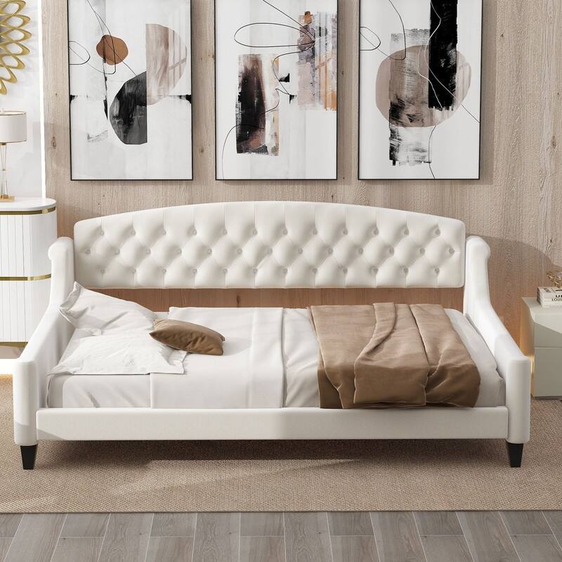 Modern Full Size Luxury Tufted Button Daybed