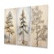 preview thumbnail 3 of 5, Designart - Beige Tree Pine Zen Scenery - Tree Pine Metal Wall Art Set Of 3 - Traditional Beige Metal Art 3 Pieces