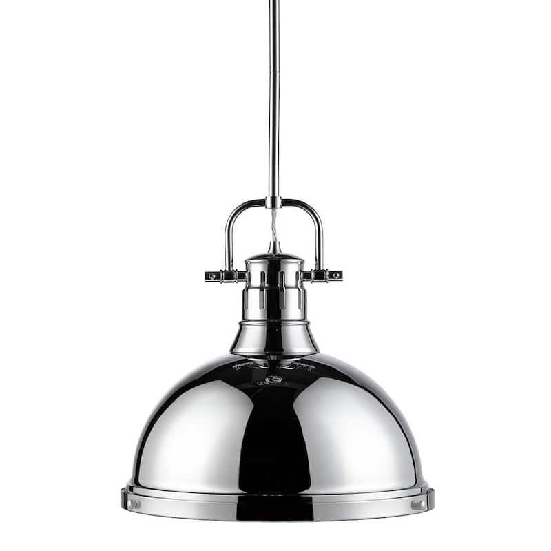 Golden Lighting Duncan Single Light 14" Wide Pendant - Chrome