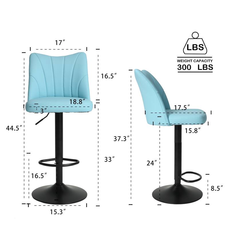 Swivel Bar Stools Set of 2, Counter Height Bar Stools with Back, Armless Upholstered Kitchen Stool Island with Footstool