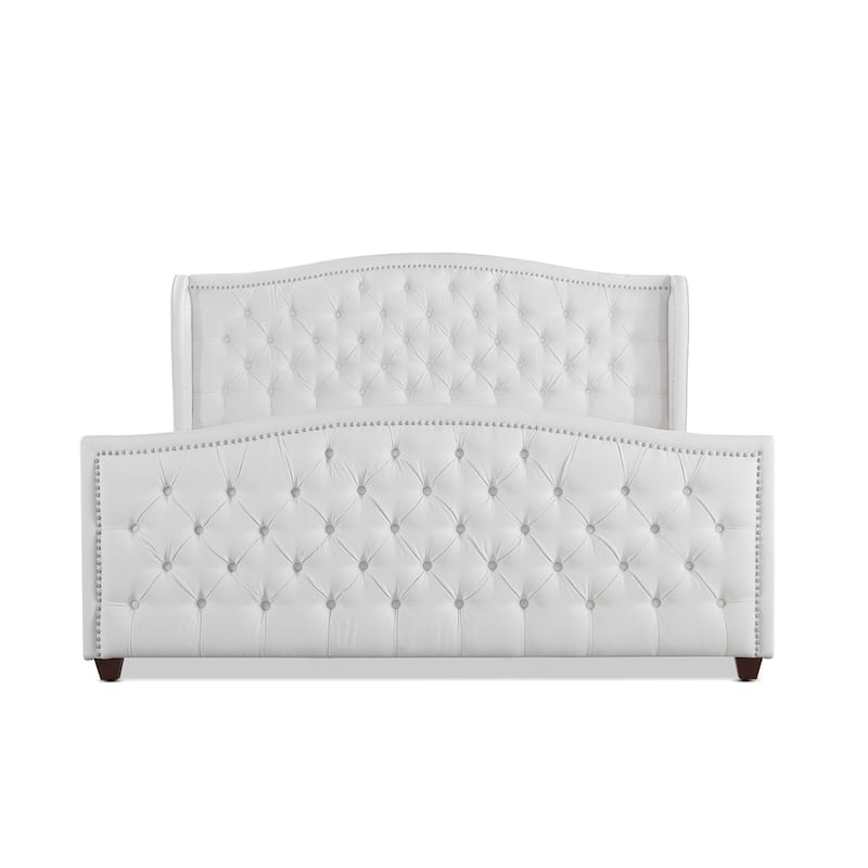 Athens Upholstered Nailhead Tufted Wingback Panel Bed