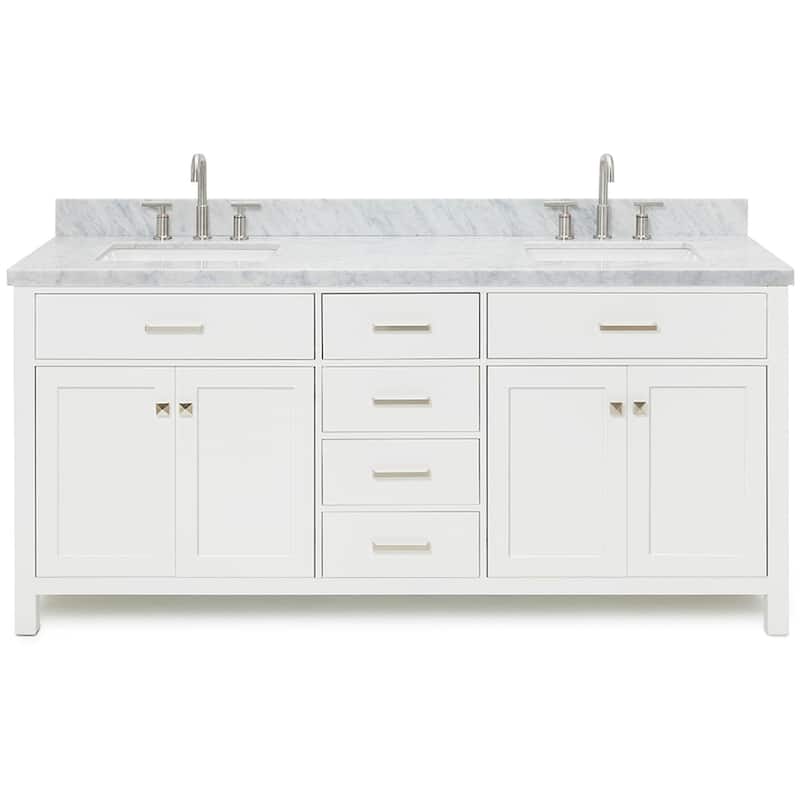 Ariel H073DCWRVO Bristol 73" Free Standing Double Rectangular Basin - White - Colored