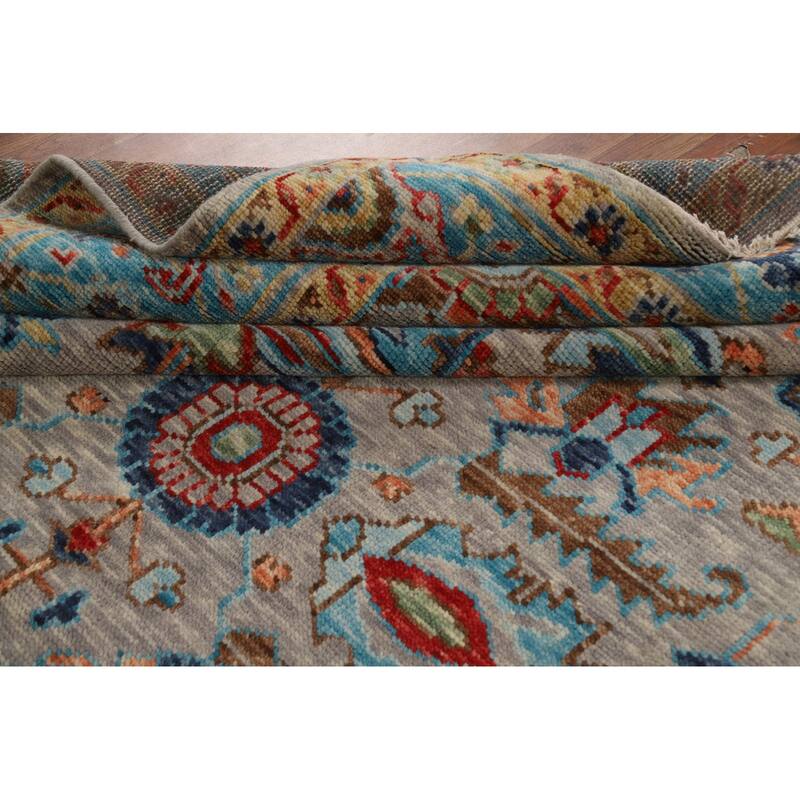 Hand Knotted Oriental 100% Wool Carpet Transitional All-Over Greys & Charcoal Oushak Area Rug - 12' 0'' X 9' 2''