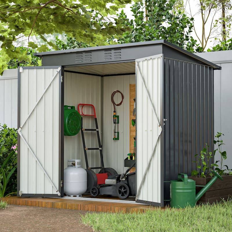 6x4 ft Outdoor Storage Shed, All Weather Tool Shed - Black