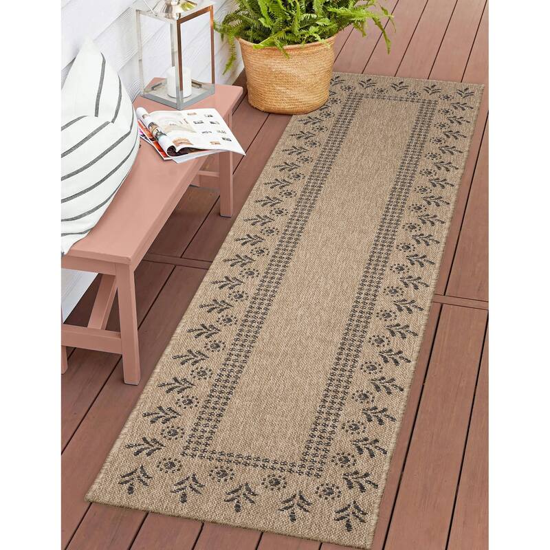 Liora Manne Sahara Block Print Border Indoor/Outdoor Rug