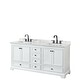 preview thumbnail 7 of 15, Deborah 72-inch Double Bathroom Vanity, No Mirrors White, Black Trim, White Carrara Marble Top