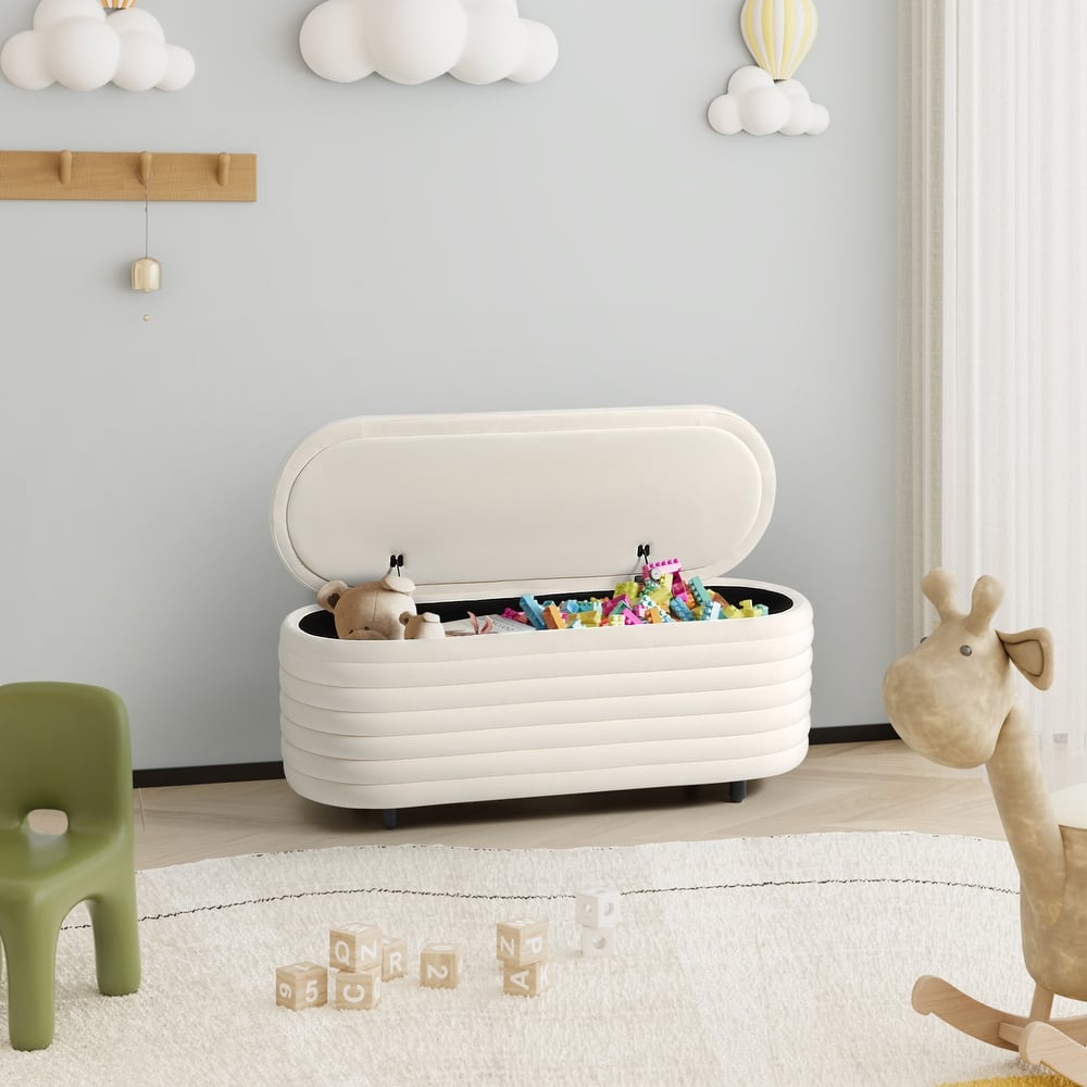 Farrah Velvet Polyester Flip Top Storage Ottoman - 42"