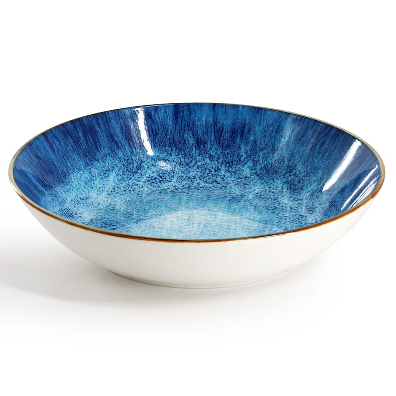 Atlantis 16 Piece Porcelain Double Bowl Dinnerware Set in Deep Sea Blue