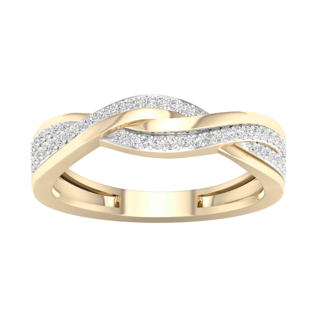 1/6ct TDW Diamond Criss Cross Promise Band in 10K Gold for Women