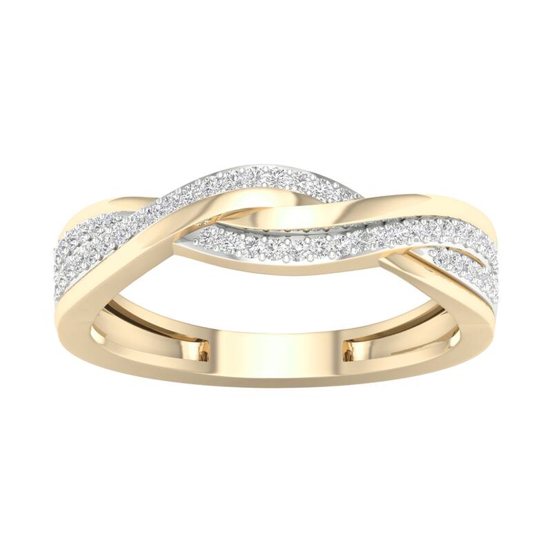 1/6ct TDW Diamond Criss Cross Promise Band in 10K Gold for Women - 8.5 - Yellow