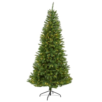 6.5ft. Fir Artificial Christmas Tree with 350 Clear LED Lights and 1125 Bendable Branches - Lush Greenery X-Mas Tree