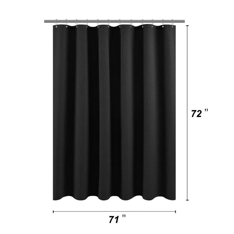 Dobby Waffle Shower Curtain with 12 Metal Hooks