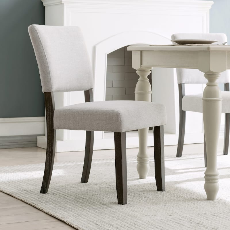 Leick Home Upholstered Back Dining Chair with Wood Base Set of 2 - Grey