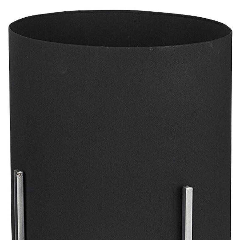 HomeRoots Set of Two Black Metal 20 Ounce Round Pot Planters - 15.00 in. x 24.50 in. x 15.00 in.