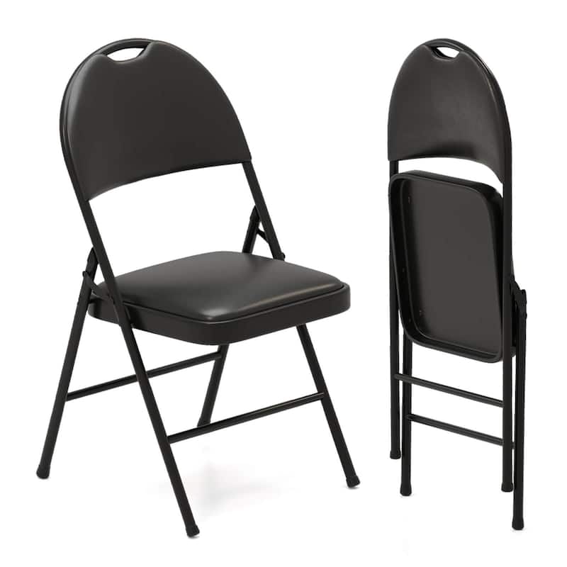 Costway 2/4/8/10/12 PCS Folding Padded Party Chairs with Metal Frame - 2 PCS - Set of 2
