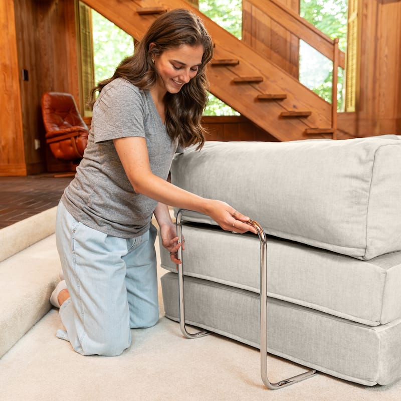 Jaxx Unsofa Modular Convertible Sectional Sofa with Fold Out King Sleeper Bed - Chair. - Performance Microvelvet Ivory