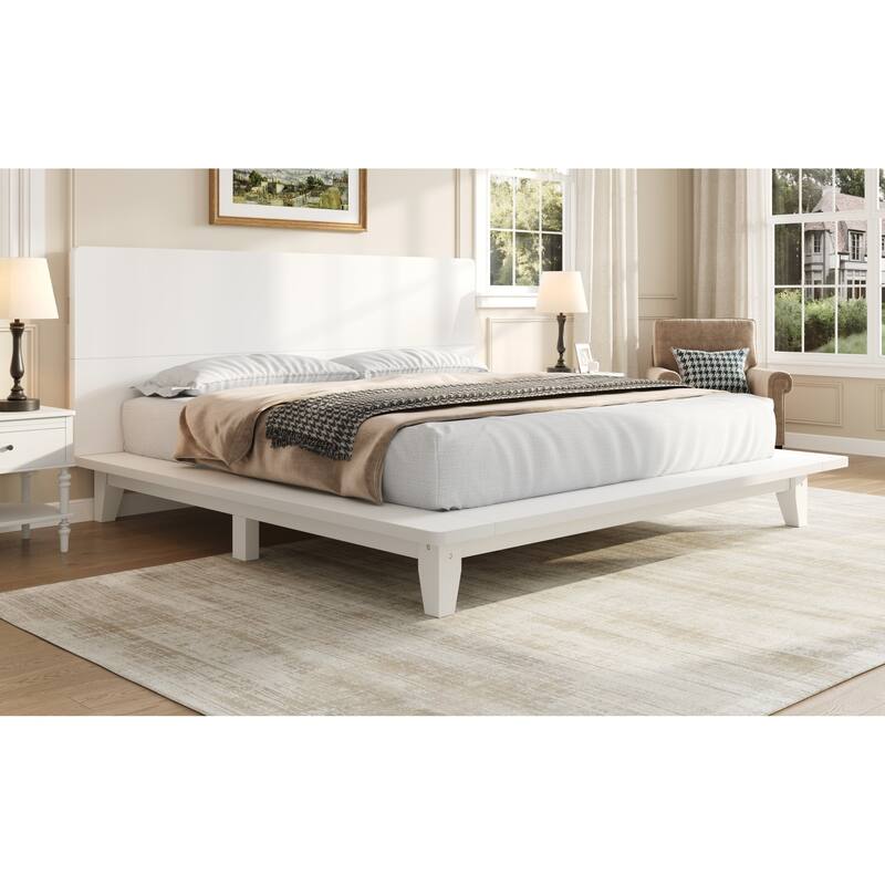 Roomfitters Full/Queen/King Size Wood Platform Bed with Headboard and Slat Support