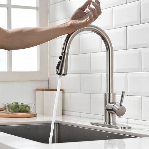 Touch Kitchen Sink Faucet With Pull Down Sprayer Automatic Sensor Stainless Steel Single Handle Basin Vanity Smart Faucets Taps
