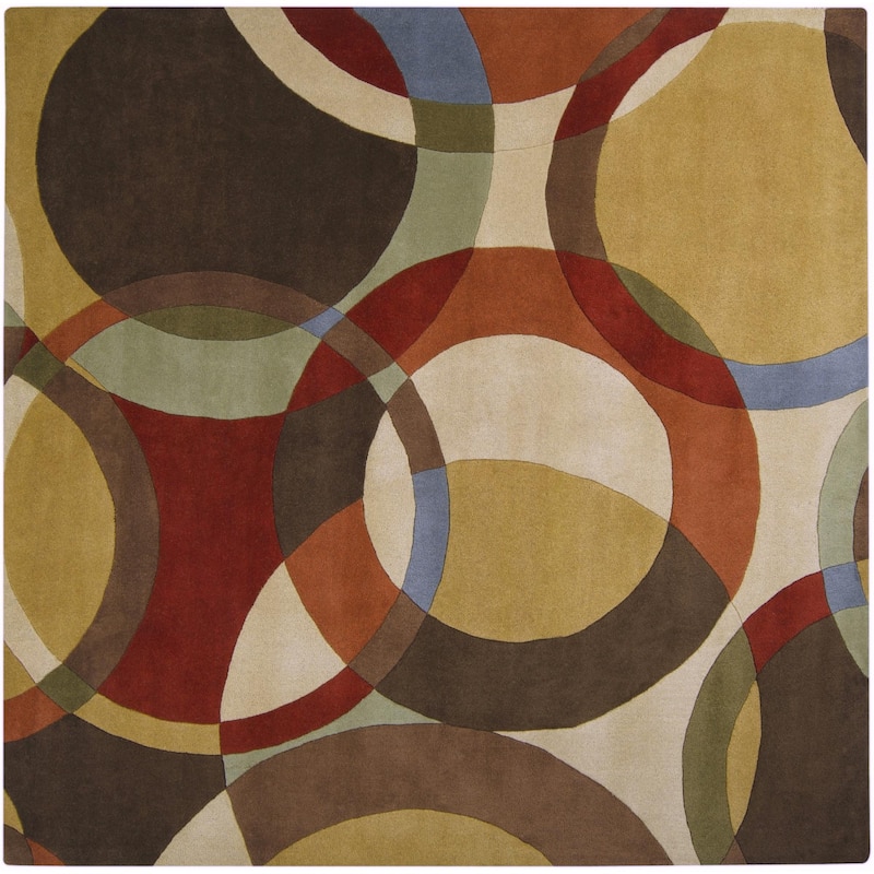Livabliss Forum Mid-Century Geometric Hand Tufted Area Rug - 9' 9" x 9' 9" - Brunette/Amber - Square