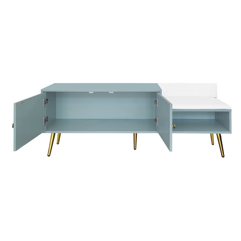 Shoe Storage Bench with Hidden Storage and Upholstered Cushions