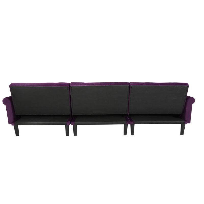 2 Pieces Convertible Reversible Sectional Sofa Velvet Sofa Sleeper Chaise