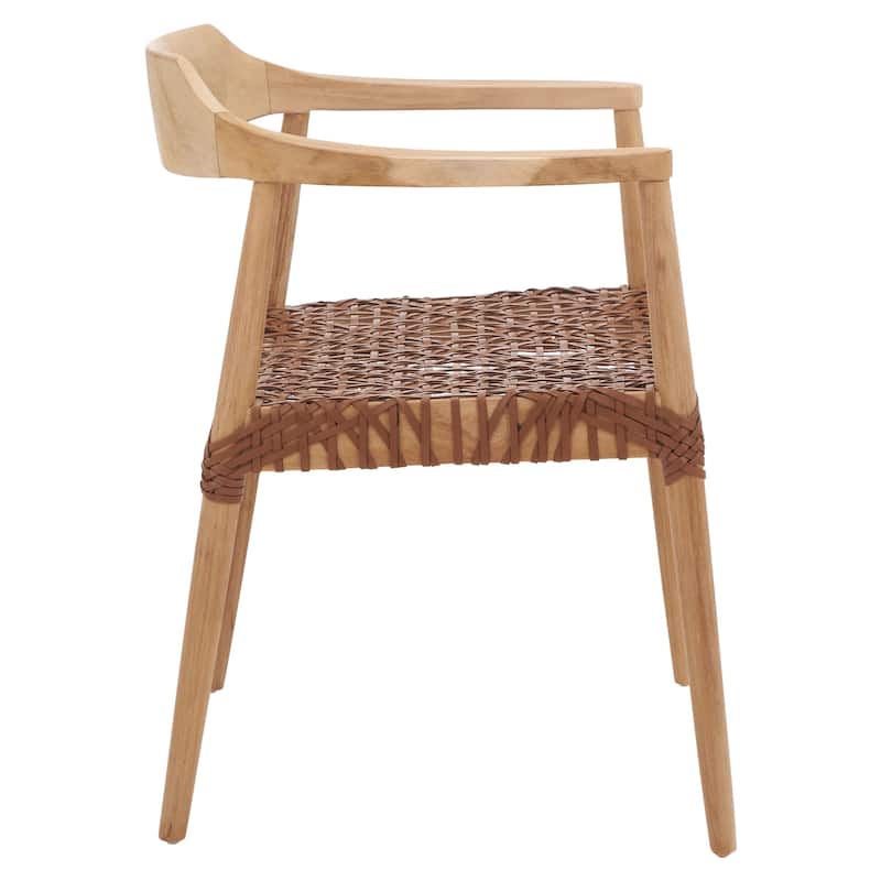 Munro Wanda Woven Leather & Solid Wood Accent Chair (Fully Assembled) - 22" W x 20.5" L x 28.5" H - 22Wx21Dx29H