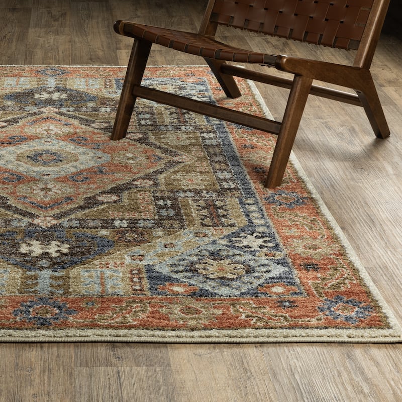 ROW Gemma Bohemian Center Medallion Rust/ Blue Area Rug
