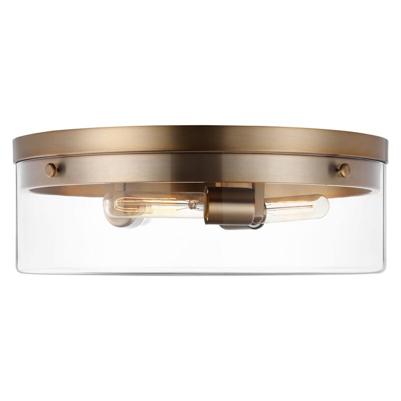Intersection - Large Flush Mount Fixture - Burnished Brass with Clear Glass