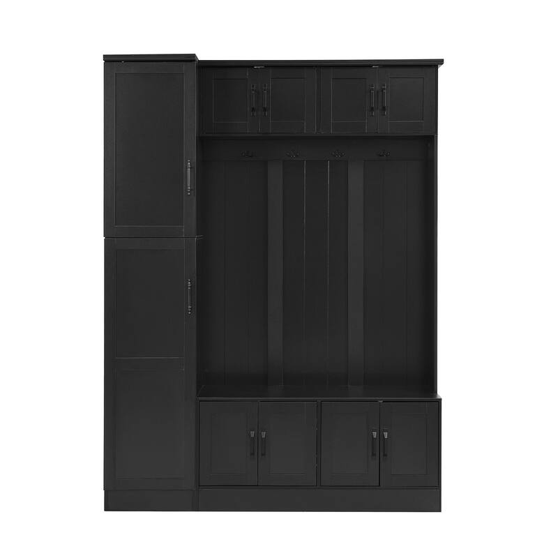 79'' Tall Modern Hall Tree with Shoe Storage - 4-in-1 Entryway Bench