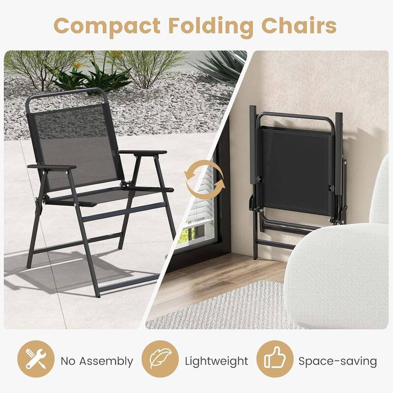 3 PCS Patio Bistro Set Folding Chairs & Table Set Patio Dining Set