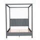 preview thumbnail 28 of 39, Canvas-upholstered Canopy Bed - Platform Wingback Bed Frame with USB, Type-C Ports Headboard, 4 Canopy Columns, 2 Sides Pocket