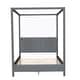 preview thumbnail 1 of 8, Queen Upholstery Canopy Bed Frame w/USB Type-C Ports Headboard,Gray