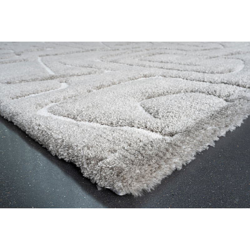 Nina Callie Gray and Ivory Recycled Polyester Area Rug - 6' x 9'