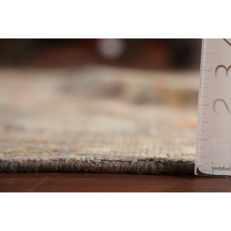 Vegetable Dye Oushak Turkish Large Area Rug Handmade Grey Wool Carpet - 10'2"x 13'9"