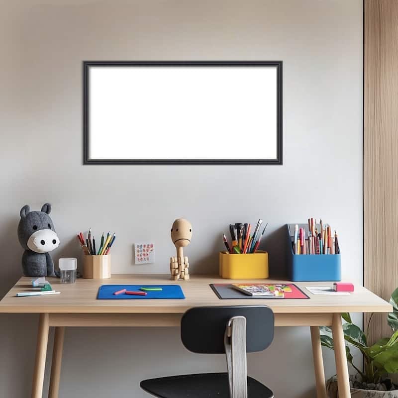Amanti Art Stylish Black Narrow Framed Dry Erase Magnetic Board