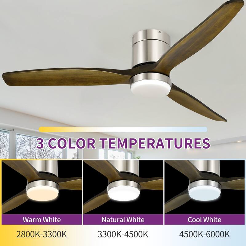 52 Inch Low Profile Ceiling Fan with Lights Remote and Wall Control