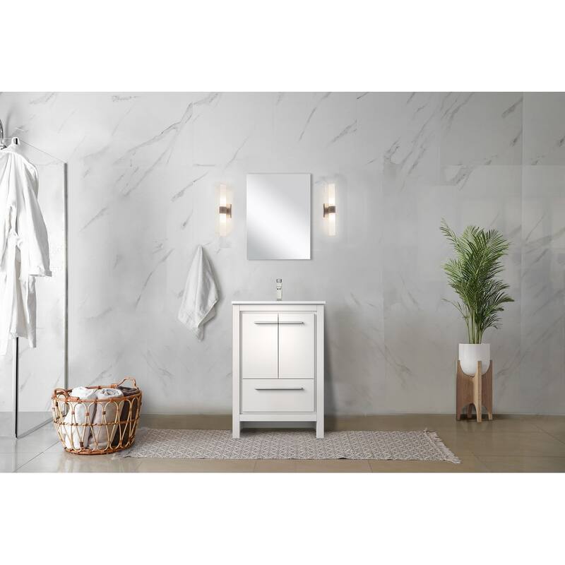 Lafarre Bath Vanity Quartz Top, Sink, Mirror & Brushed Nickel Faucet