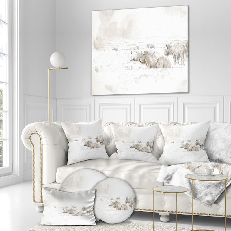 Designart "Wild Bison Buffalo Sketch" Farmhouse Animal Print on Wrapped Canvas